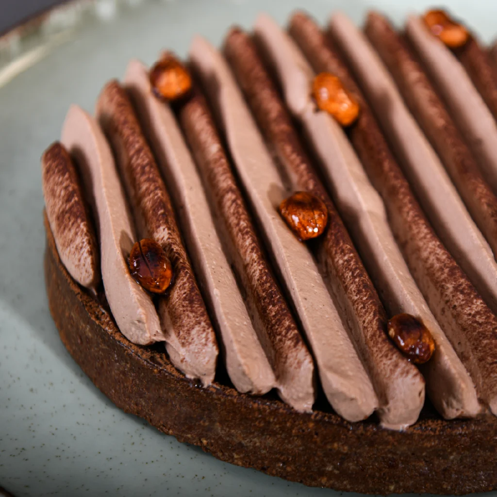 Tarte chocolat, caramel et cacahuètes