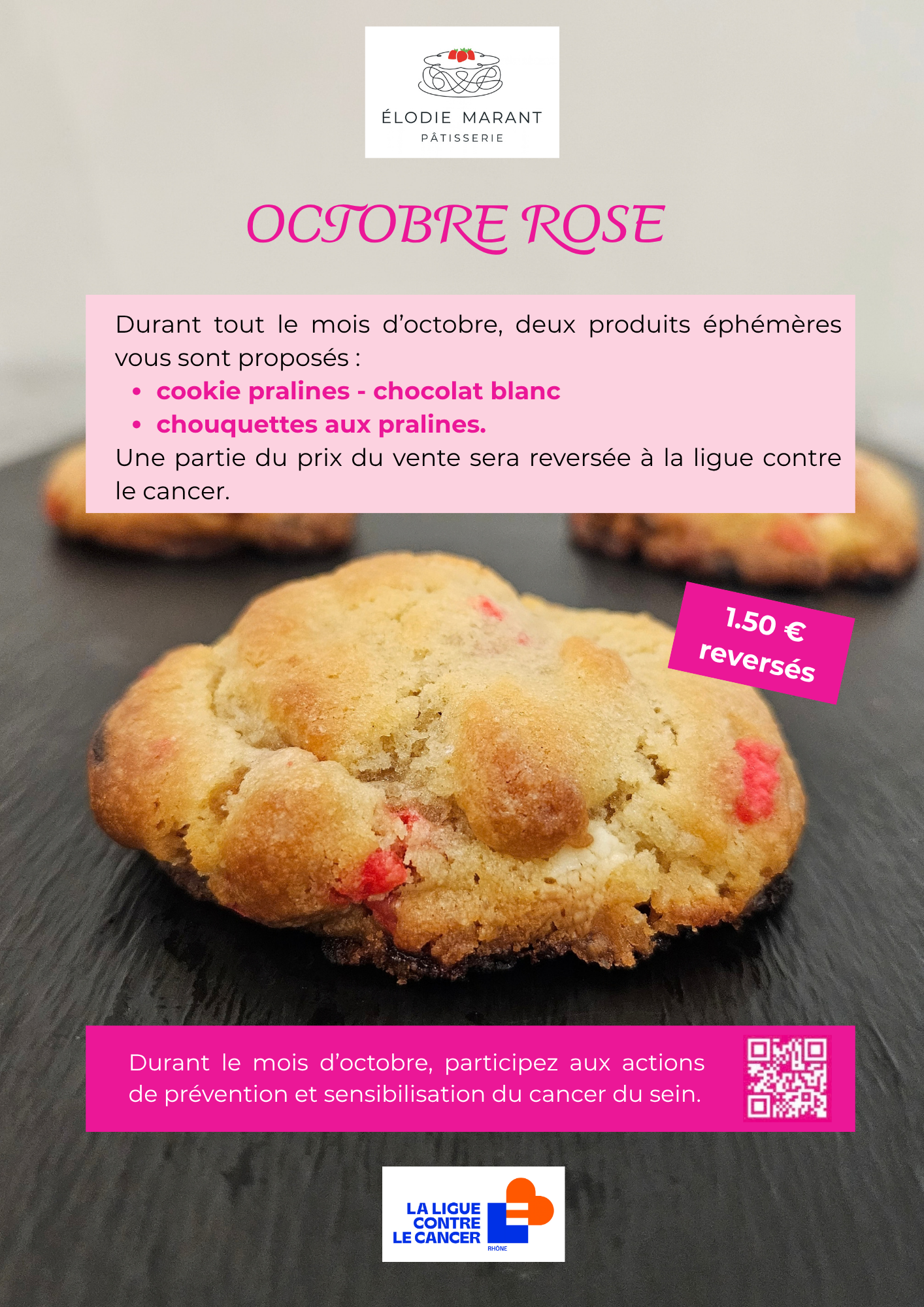 Cookie Pralines roses - chocolat blanc